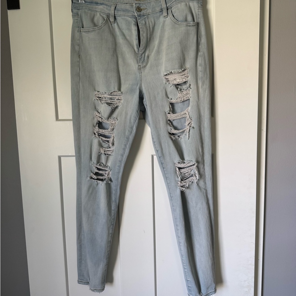 American Eagle Distressed Light Blue Women's Jeans 14 Long